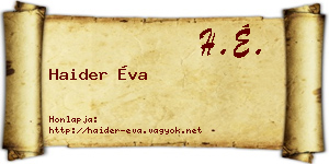 Haider Éva névjegykártya
